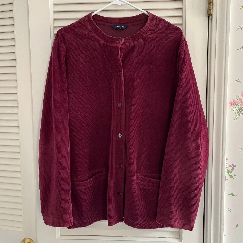 Lands' End Burgundy Cotton-Blend Corduroy Chore Jacket Sz 1X - Picture 7 of 7
